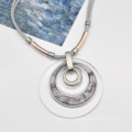 Trendy disc blank simple stainless steel and transparent  acrylic necklace pendant custom